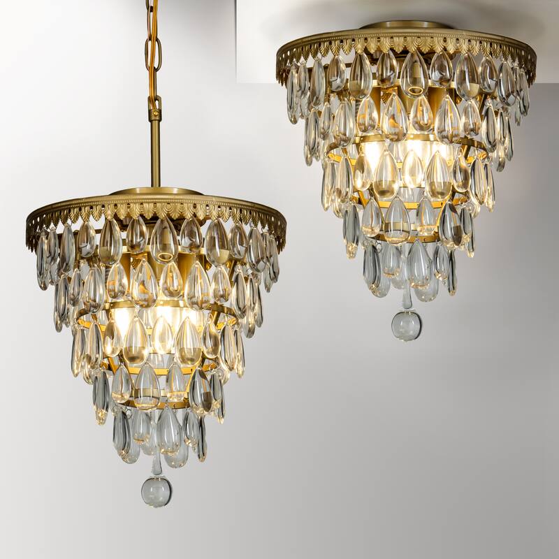 3 Light Glam Crystal Tier Pendant Chandelier