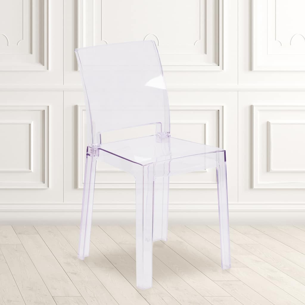 Chair with Square Back in Transparent Crystal - Wedding Chairs - 15.75"W x 19.5"D x 32.5"H