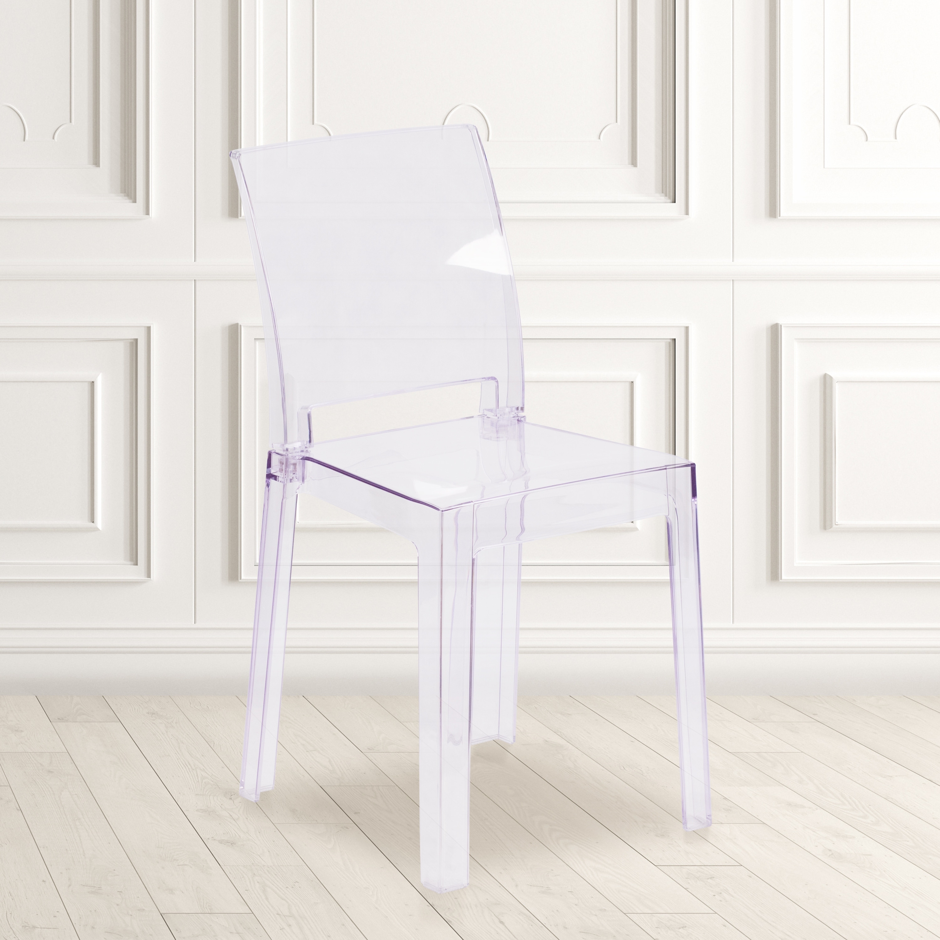 Chair with Square Back in Transparent Crystal - Wedding Chairs - 15.75"W x 19.5"D x 32.5"H
