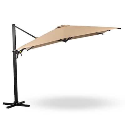 10 FT Cantilever Patio Umbrella with 360°Rotation&Tilt Adjustment,Square Outdoor Offset Umbrella with Aluminum Pole without Base