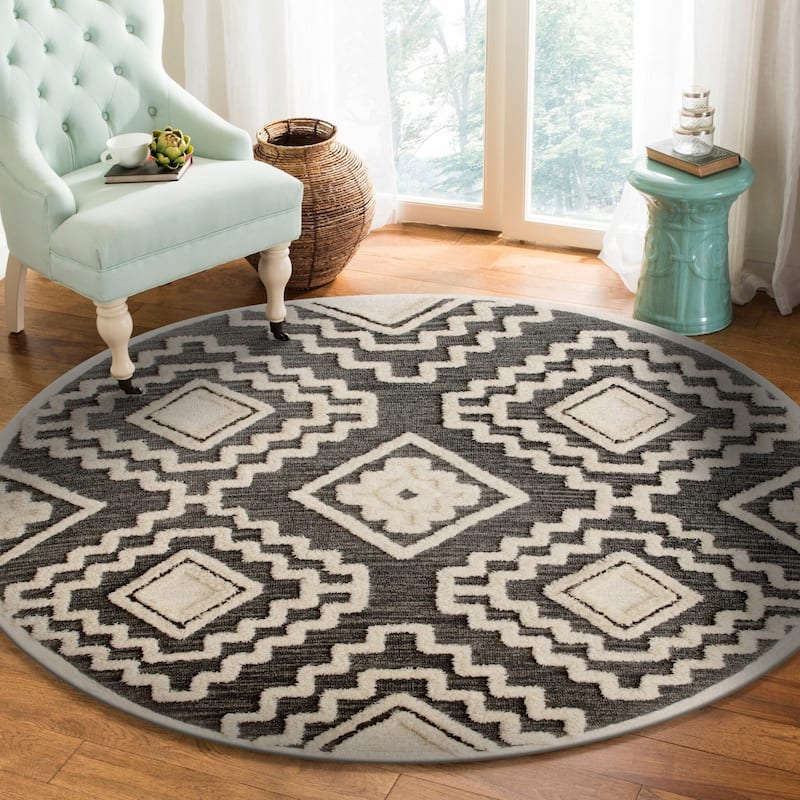 Sevita Diverse Modern Geometric Hand-Tufted Round Rug - 6' Round