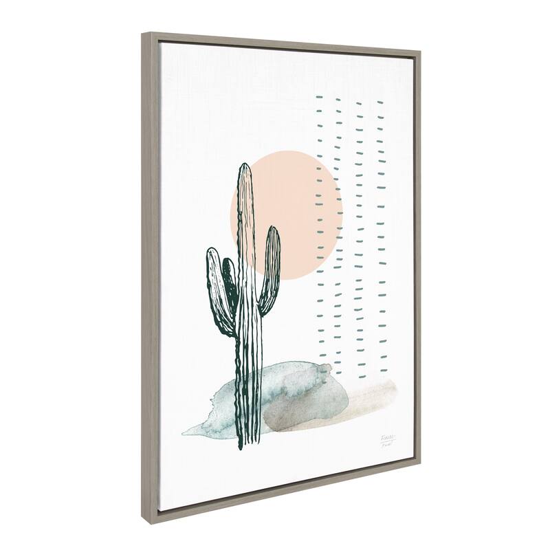 Kate and Laurel Sylvie Desert Cactus Framed Canvas by Statement Goods