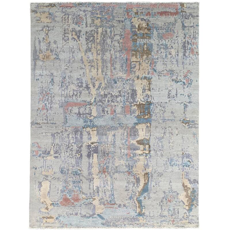 Hand-knotted Wool GREY MULTY Transitional Abstract Traditional
