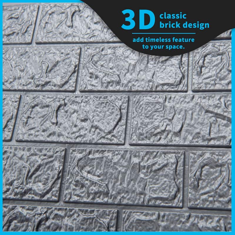 Art3d 30Pcs 3D Brick Wallpaper,Faux Foam Brick Peel and Stick for Bedroom, Living Room,43.5Sq.Ft