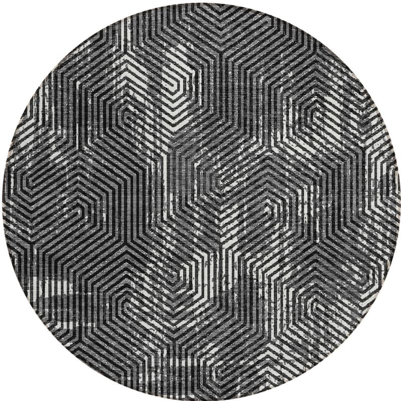 HomeRoots Geometric Transitional Rectangle Outdoor Rug