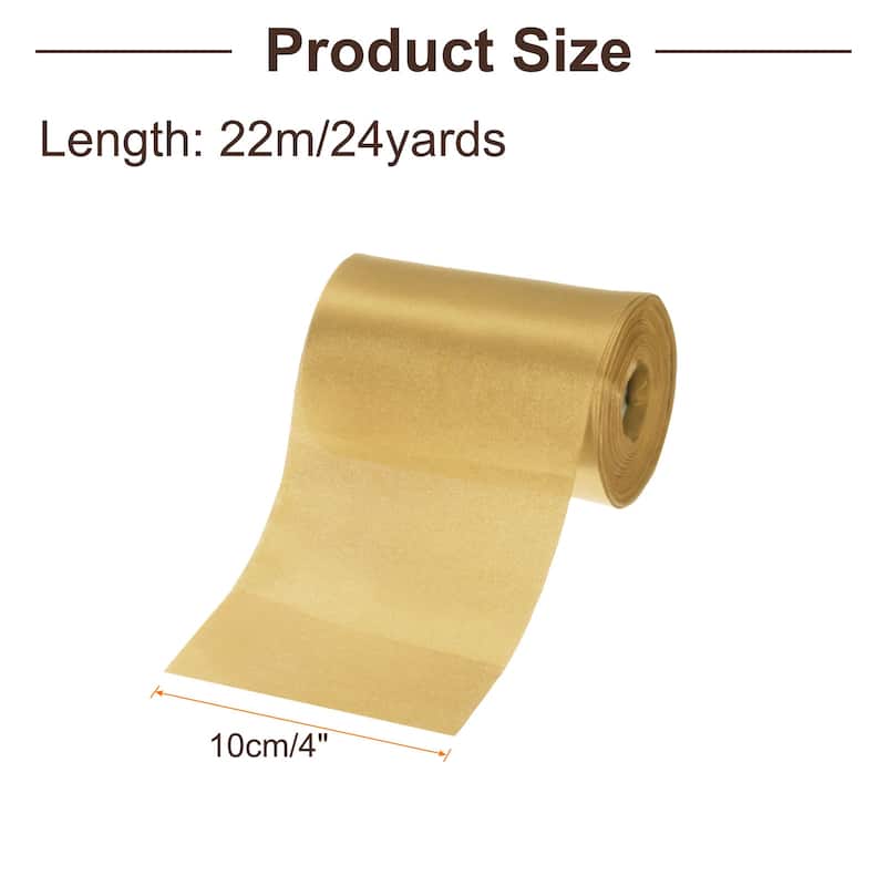 4 Inches x 24 Yards Satin Ribbon for Gift Decoration - Light Gold