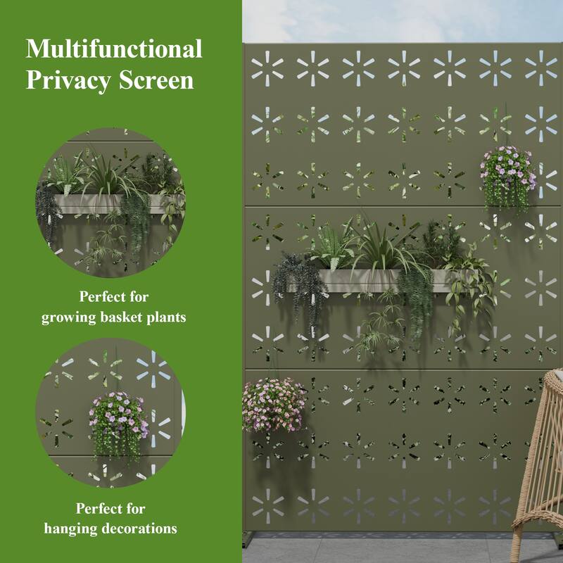 Dovelina 6ft.Outdoor Freestanding Metal Privacy Screen Decorative Garden Fence - 72"x47"