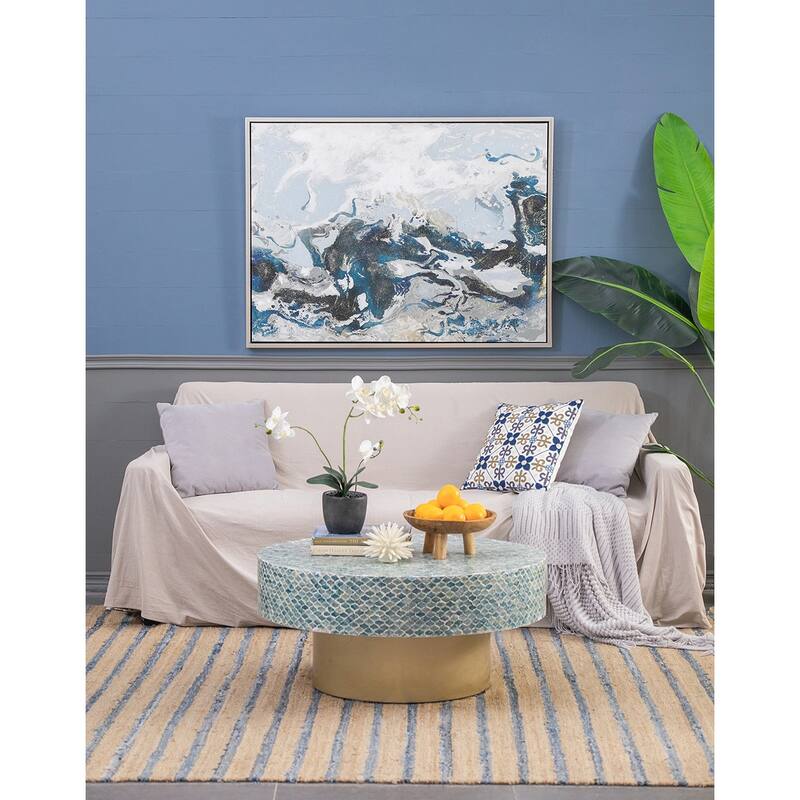 47.2x35.4" Cerulean Seas Framed Hand-painted Wall Art, Wall Décor for Living Room Dining Room Bedroom Office Entryway
