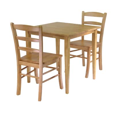 3-Pc Dining Table with Ladder-back Chairs, Light Oak