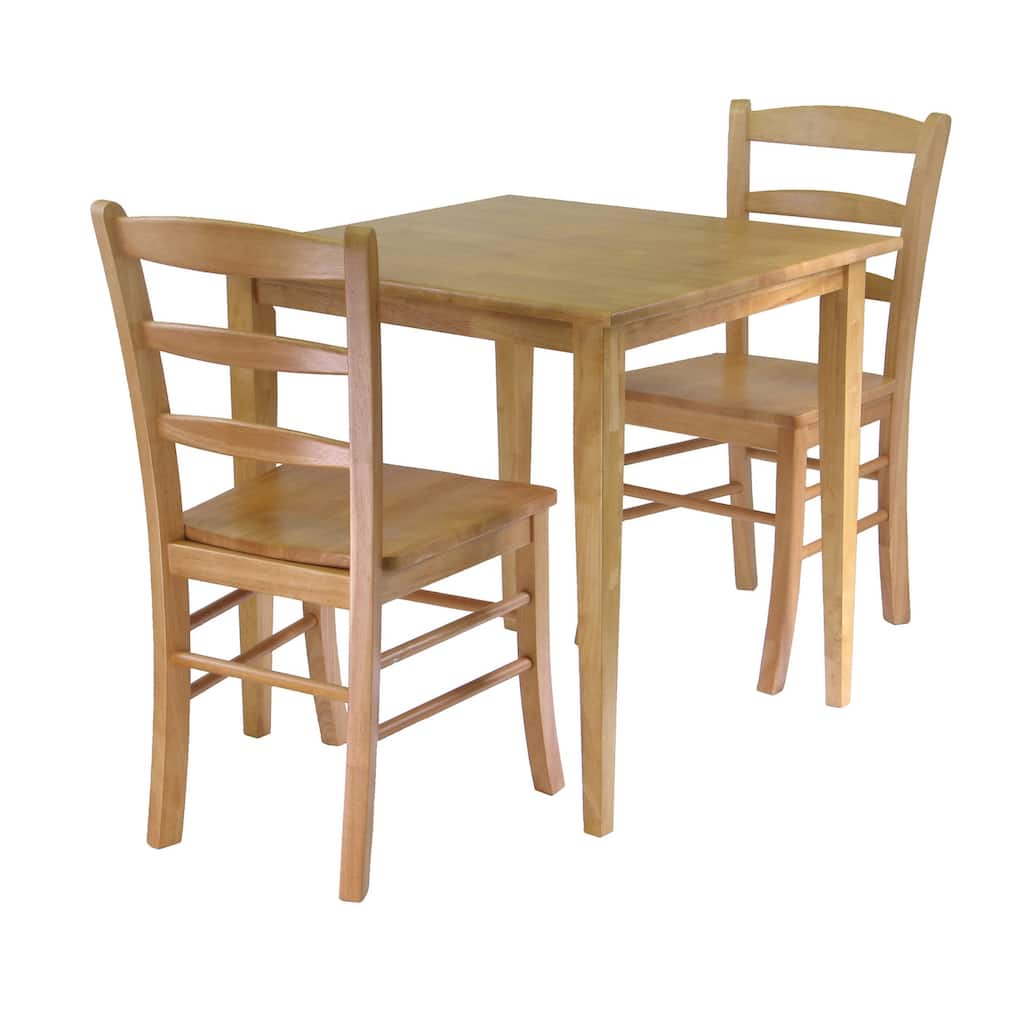 3-Pc Dining Table with Ladder-back Chairs, Light Oak