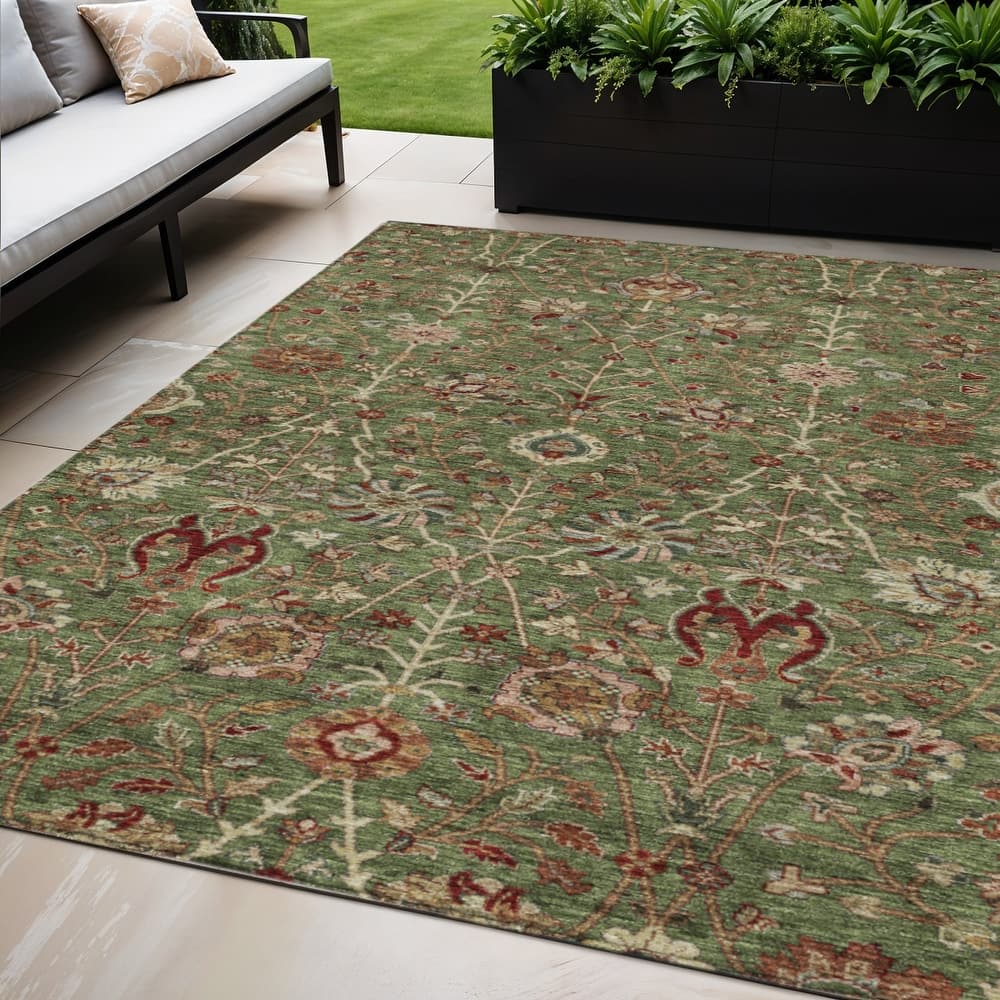 HomeRoots Floral Transitional Rectangle Outdoor Rug