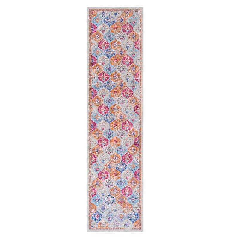 Rustic Rustic Multi-Color Washable Rug - 2'6"x 10' - Cream