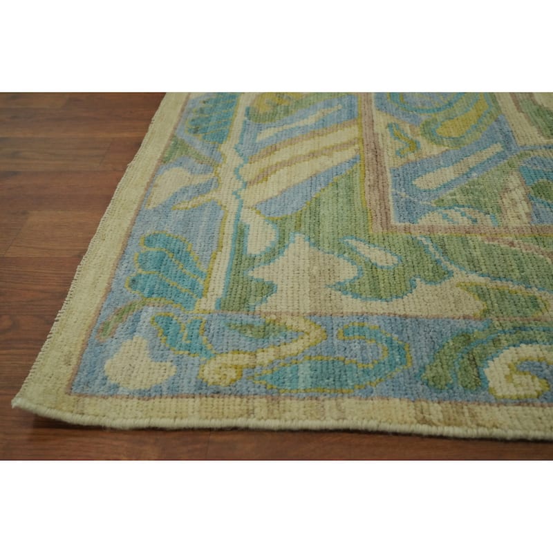 Vegetable Dye Wool Oushak Turkish Area Rug, Geometric Carpet - 11' 9'' X 8' 11''