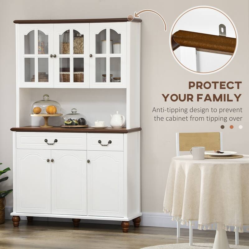 HOMCOM Kitchen Buffet with Hutch, Freestanding Pantry Cabinet