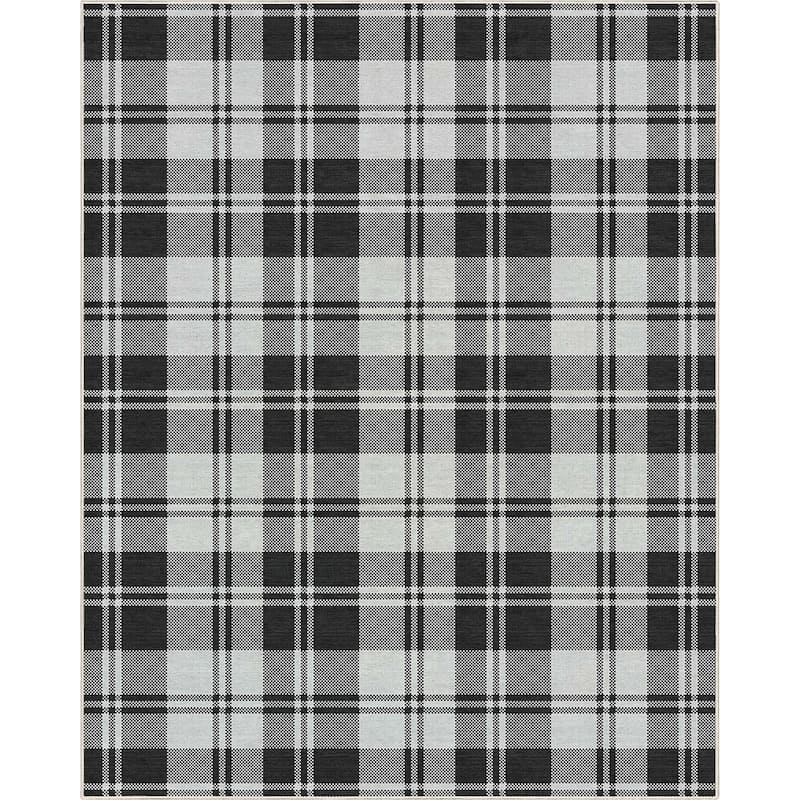 Well Woven Apollo Plaid Farmhouse Geometric FlatWeave Rug