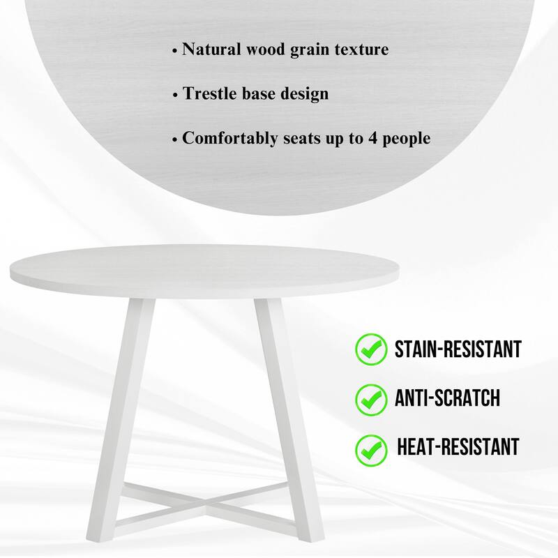 5-Piece, Modern Round Table Dining Set with Trestle Round Table and 4 Chairs, for Kitchens and Dining Rooms, Blue