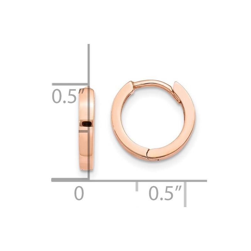 Curata 14k Rose Gold Solid Polished Hinged Small Huggies Hoop Earrings 11x2mm
