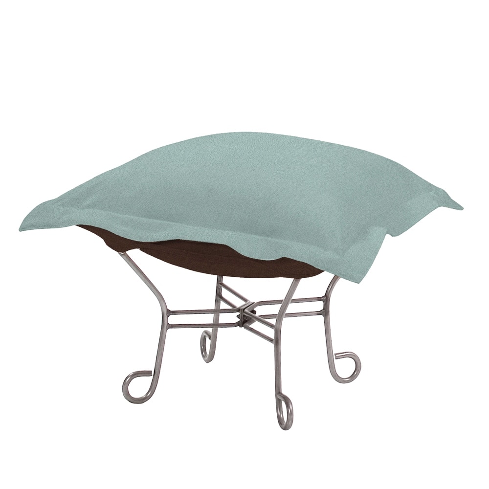 Allan Andrews Scroll Puff Ottoman with Titanium Frame & Cover, Sterling Collection