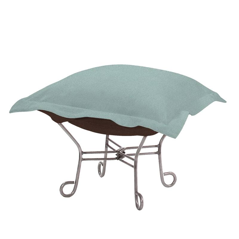 Allan Andrews Scroll Puff Ottoman with Titanium Frame & Cover, Sterling Collection - Breeze