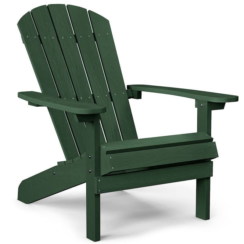 WINSOON All Weather HIPS Outdoor Plastic Adirondack Chairs Set of 4 - Dark Green