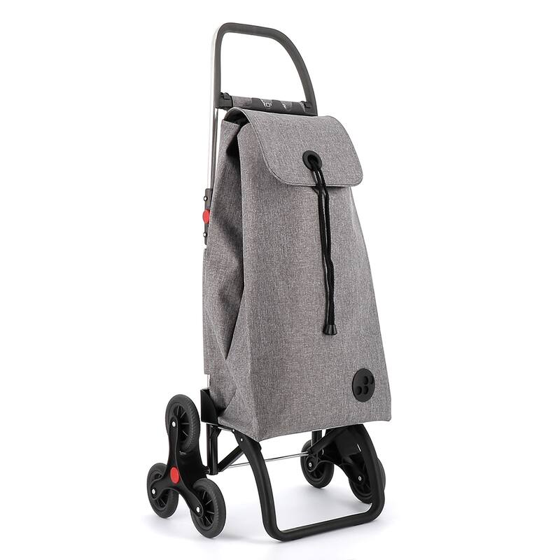 Rolser I-Max Tweed 6 Wheels Stair Climbers Foldable Shopping Trolley - 19.09 in. W x 42.32 in. H x 15.16 in. D - Grey