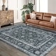 preview thumbnail 9 of 38, Washable Area Rug for Entryway Moss Soft Indoor Door Mat Distressed Floral Low-Pile Kitchen Rugs 10*13ft - Black
