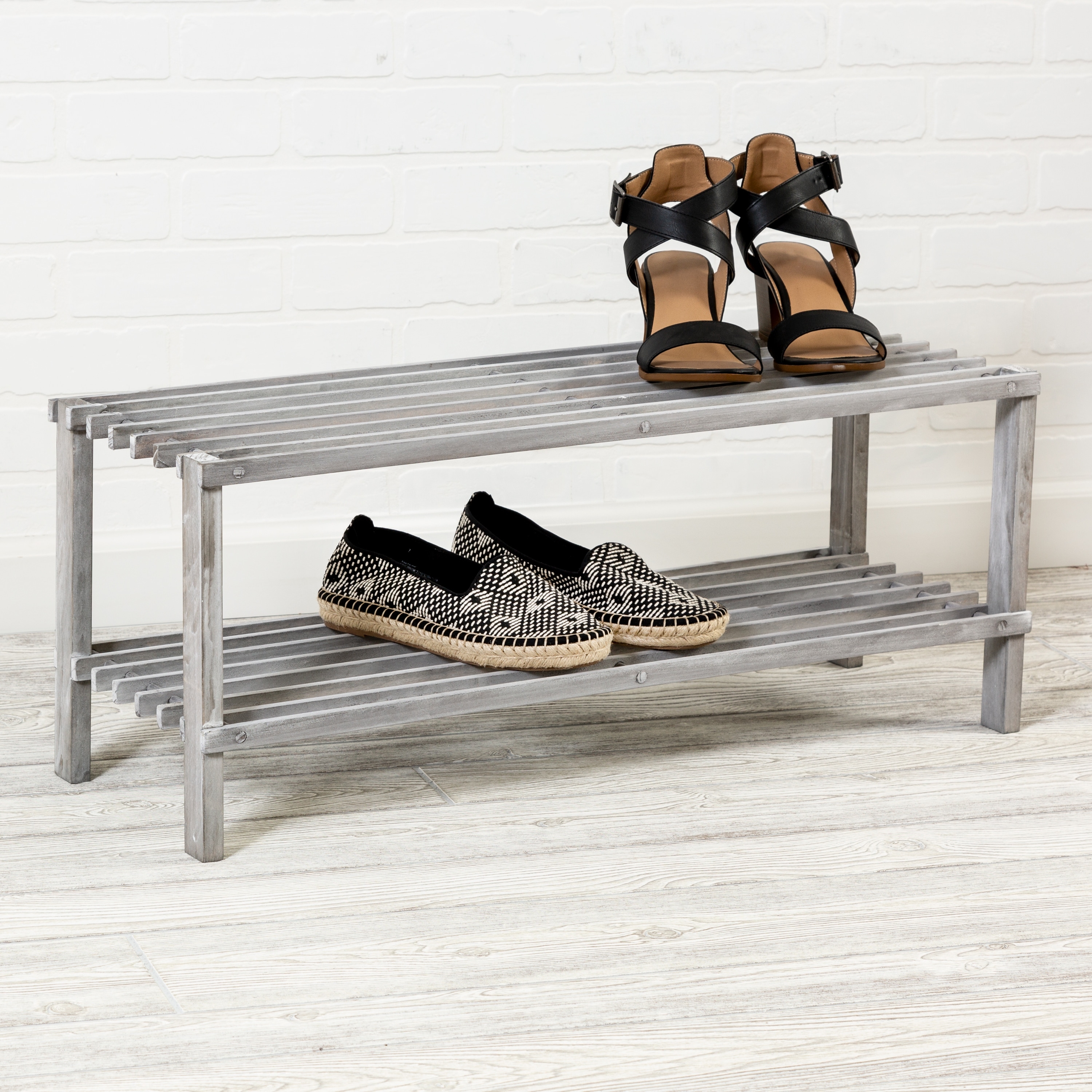 Honey Can Do Grey 2 Tier Wood Shoe Rack Bed Bath Beyond 35653490