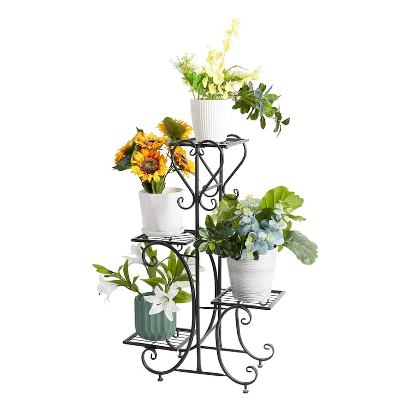 Metal Plant Stand Indoor Outdoor Flower Pot Organizer 4 Tier