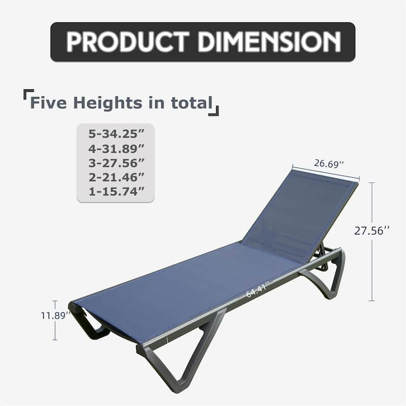 GDFStudio - Harper Adjustable Outdoor Lounge Chair Set with Wheels