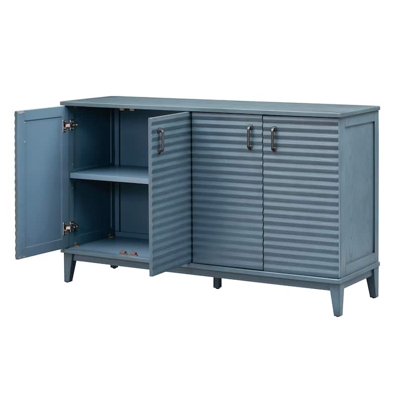 Sideboard with 4 Door Large Storage Buffet with Adjustable Shelves and Metal Handles for Kitchen