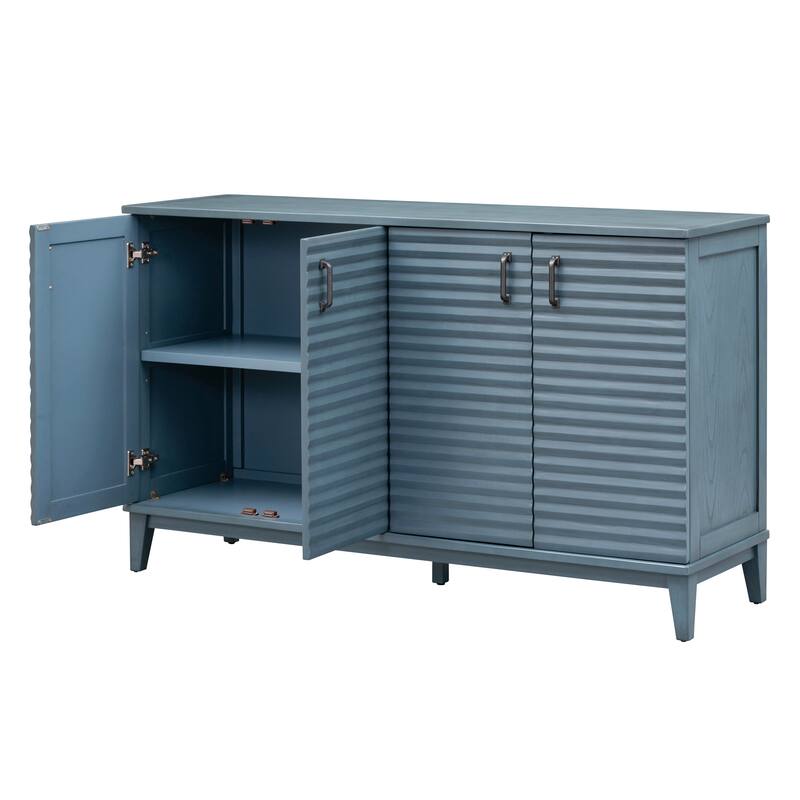 Sideboard with 4 Door Large Storage Buffet with Adjustable Shelves and Metal Handles