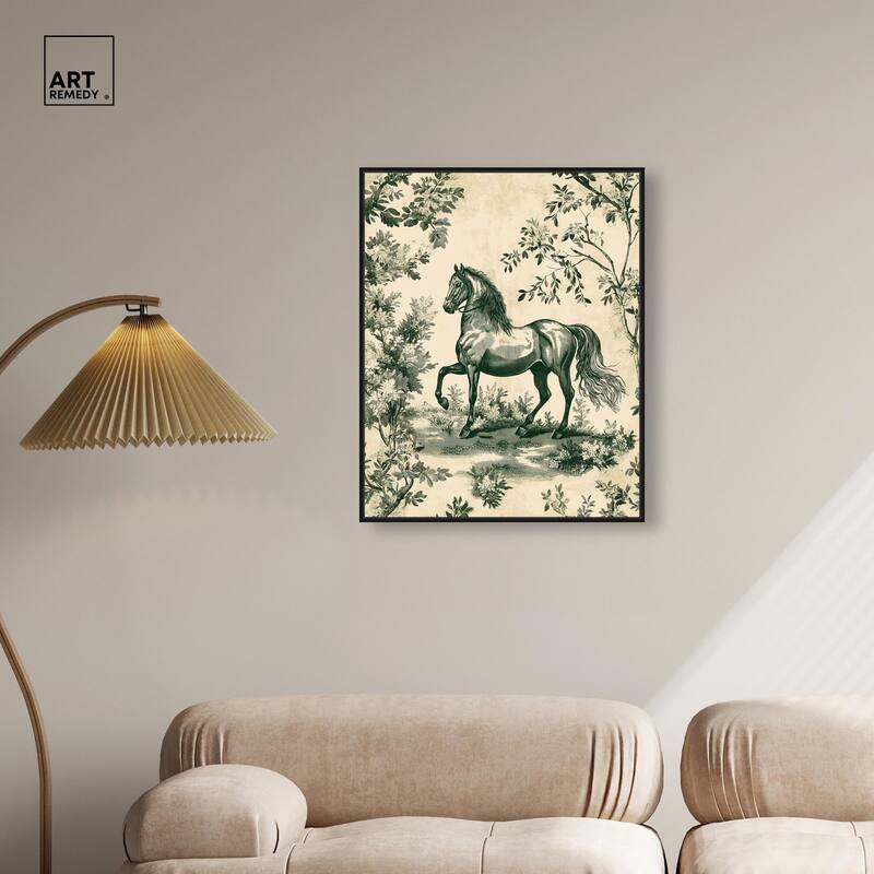 Equestrian Etching Canvas by Art Remedy