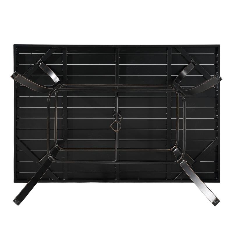Clihome 82/60 in. W Aluminum Steel Dining Table with Umbrella hole