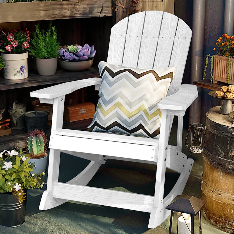 WINSOON HIPS All Weather Outdoor Indoor Rocking Chair, Rocking Adirondack Chair