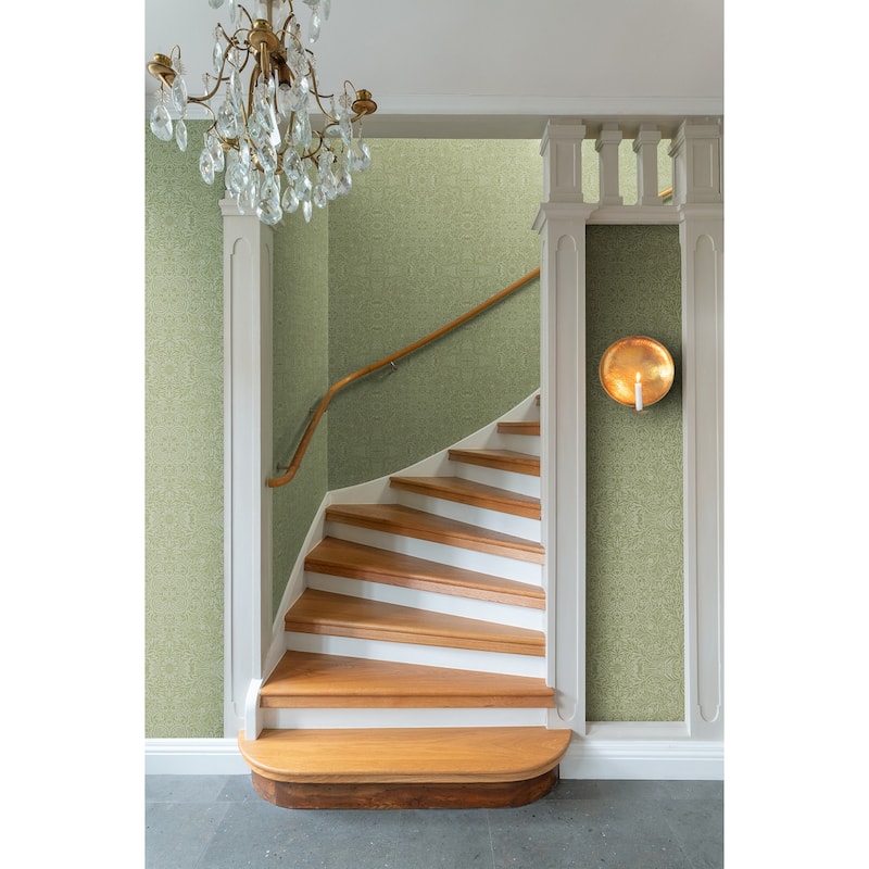 Ceiling Green Intricate Floral Wallpaper