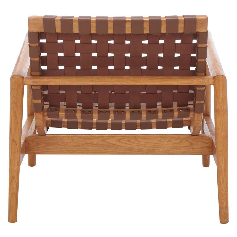 SAFAVIEH Vena Leather Woven Accent Chair - 30" W x 28" D x 28" H - 30Wx28Dx28H