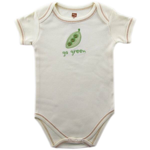 slide 1 of 1, Touched by Nature Baby Unisex Organic Cotton Bodysuits, Pea 1-Pack 0-3 Months - Pea 1-Pack