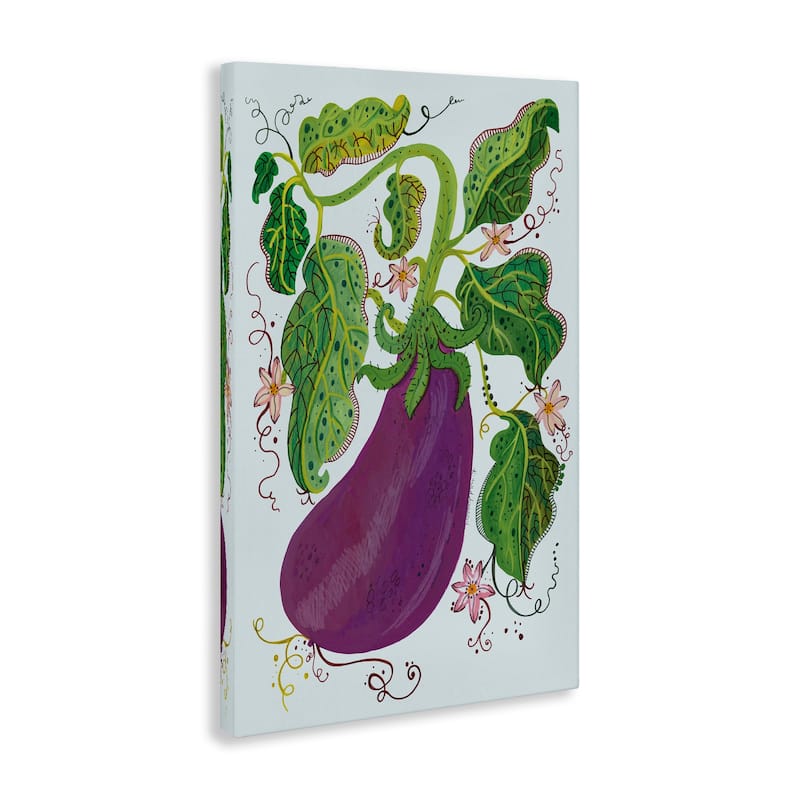 Stupell Whimsical Detail Eggplant Canvas Wall Art Design By Kay Widdowson