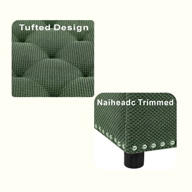 Square Tufted Upholstered Storage Ottoman with Nailhead Trim