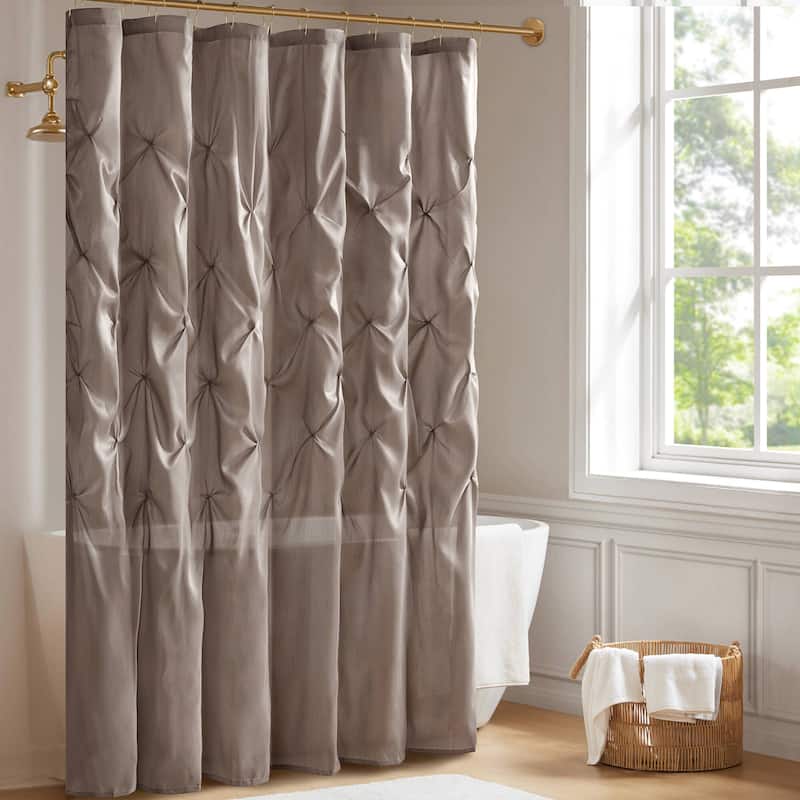 Madison Park Laurel Tufted Semi-Sheer Shower Curtain - 72x72" - Taupe