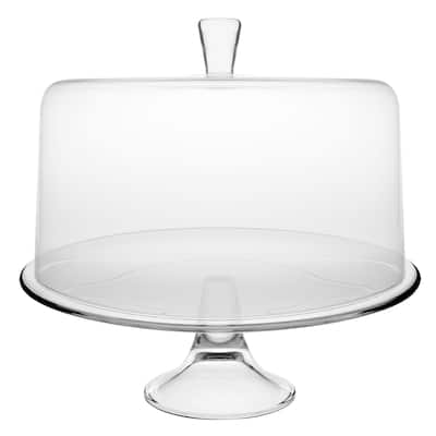 Majestic Gifts Inc. Glass Footed Cake Stand & Dome-13"D-Dome is 11.5"D - 13"