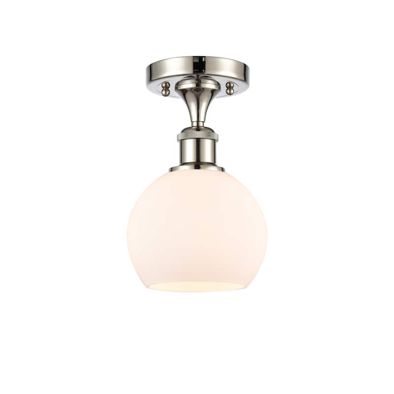 Innovations Lighting Athens - 1 Light 6" Semi-Flush Mount - Polished Nickel/Matte White