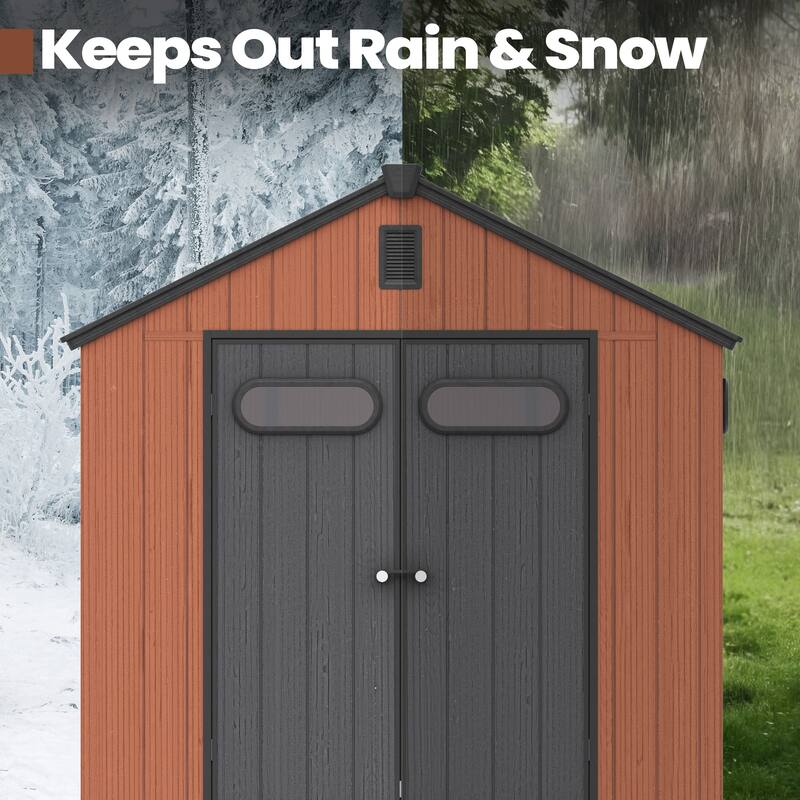 All-Weather Lockable Door Resin Outdoor Storage Shed with Window Floor for Patio Furniture and Tools
