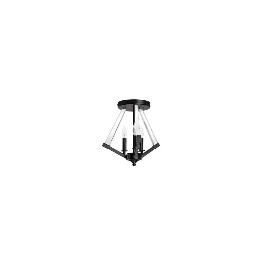 Semi-Flush Mount Light 3 Light Black Ceiling Fixture Modern Interior Lighting - 15