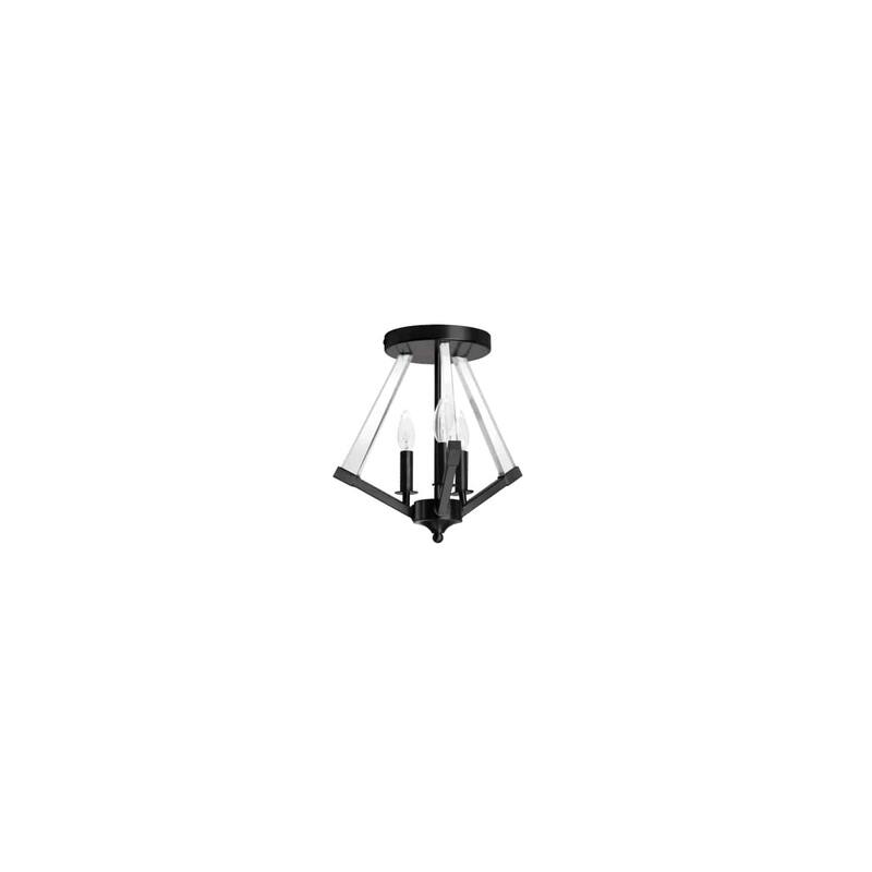 Semi-Flush Mount Light 3 Light Black Ceiling Fixture Modern Interior Lighting - 15