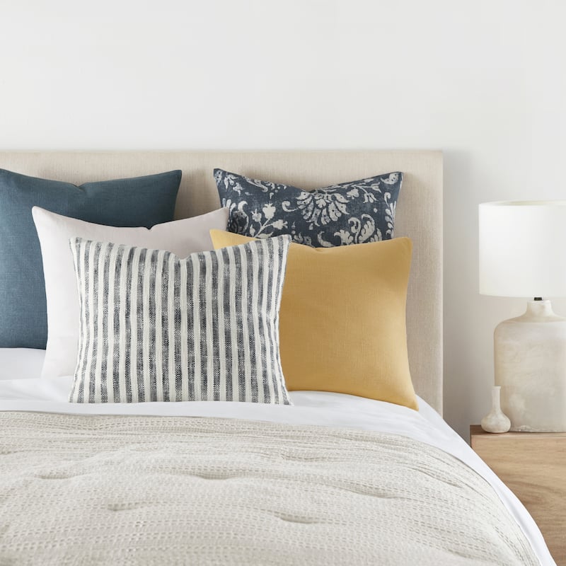 Washed and Distressed Cotton Decor Throw Pillow in Stone Washed