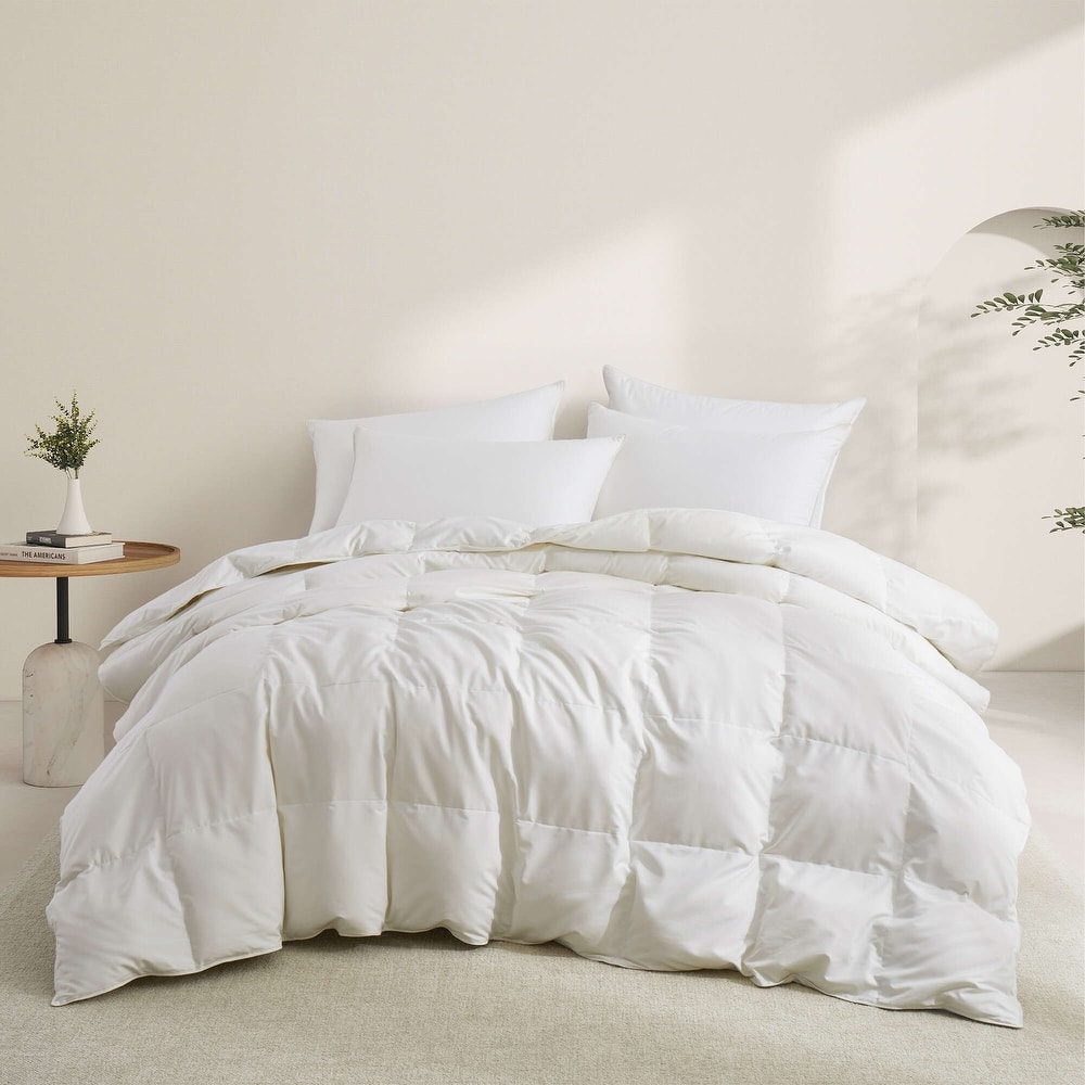 Lightweight to All-season White Goose Down Feather Fiber Comforter Duvet Insert