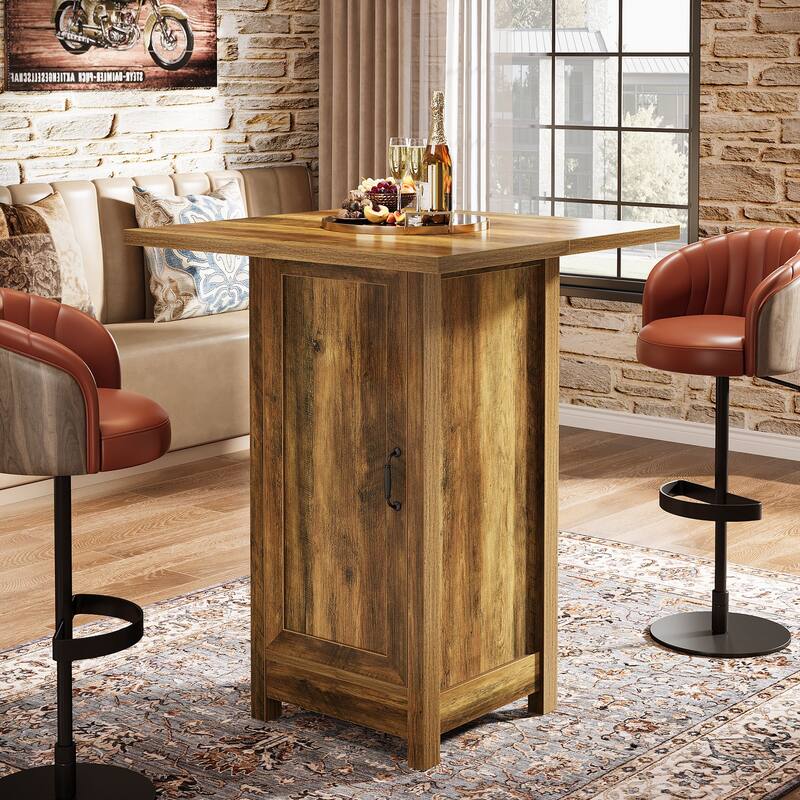 Bar Table with Closed Door, 31.5-Inch Square Cocktail Pub Table