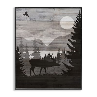 Stupell Rustic Moose at Night Framed Giclee Art Design By Susan Arnot