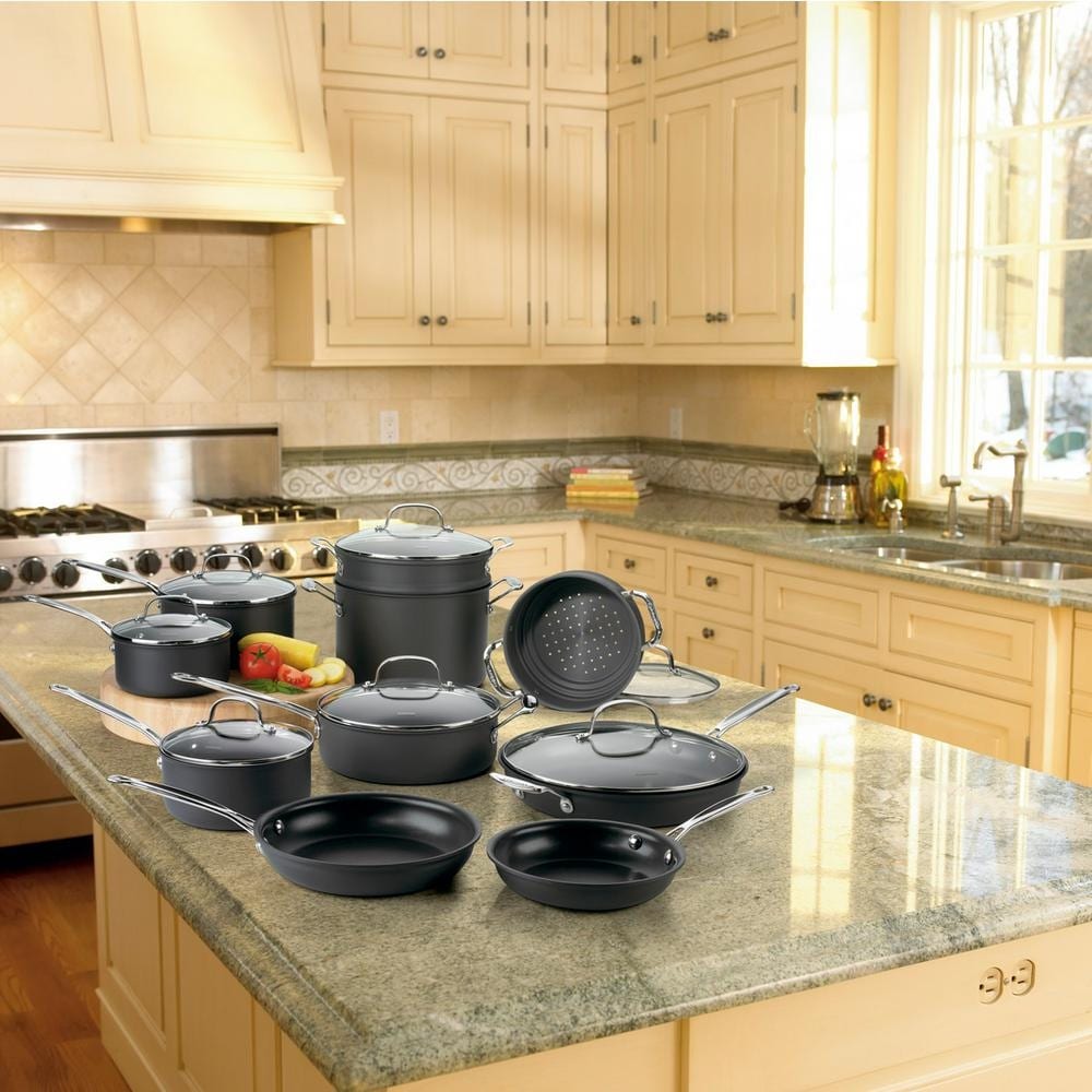  Cuisinart 14-Piece Cookware Set, Chef's Classic NonStick Hard  Anodized, Gray, 66-14N: Home & Kitchen